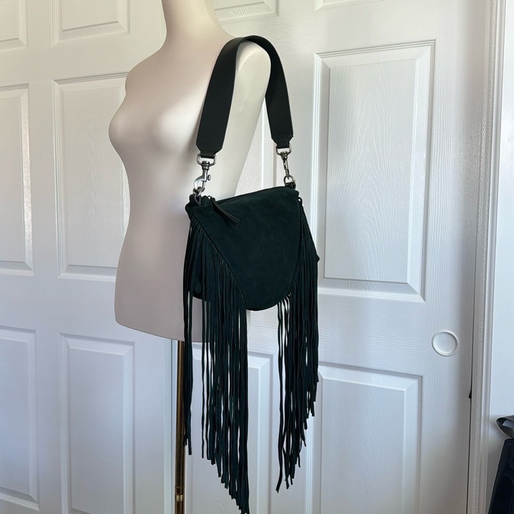 Johnny Was Dark Green crossbody fringe purse
